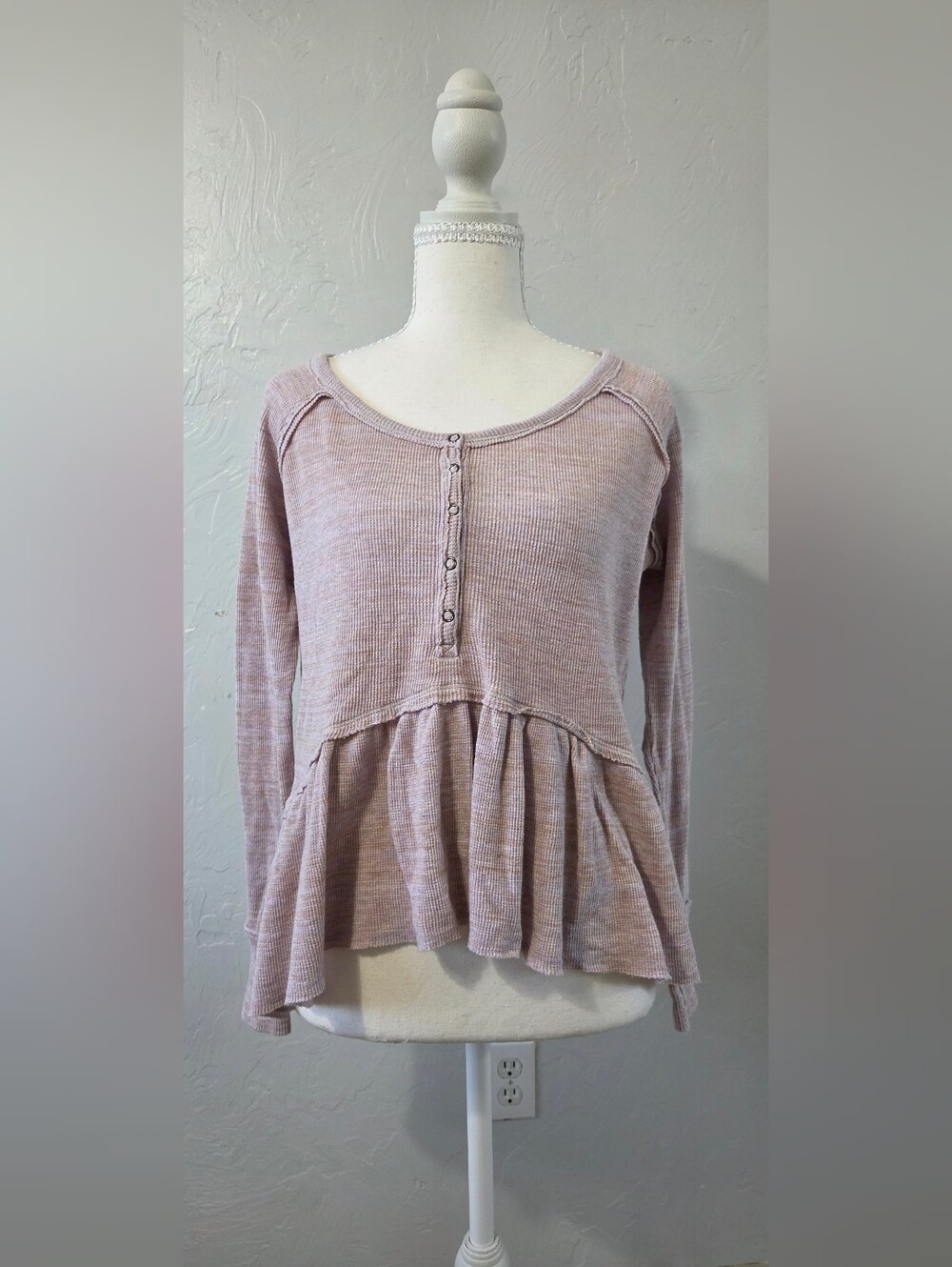 Free People We The Free Peplum Henley XS Boho Cottagecore Romantic